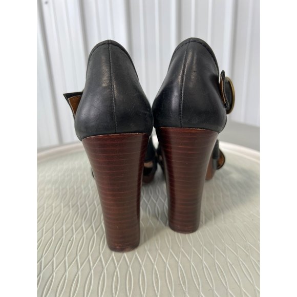 Seychelles Open Toe Strappy Heels Womens 9 Black Leather Buckle Strap Cocktail - Picture 7 of 11